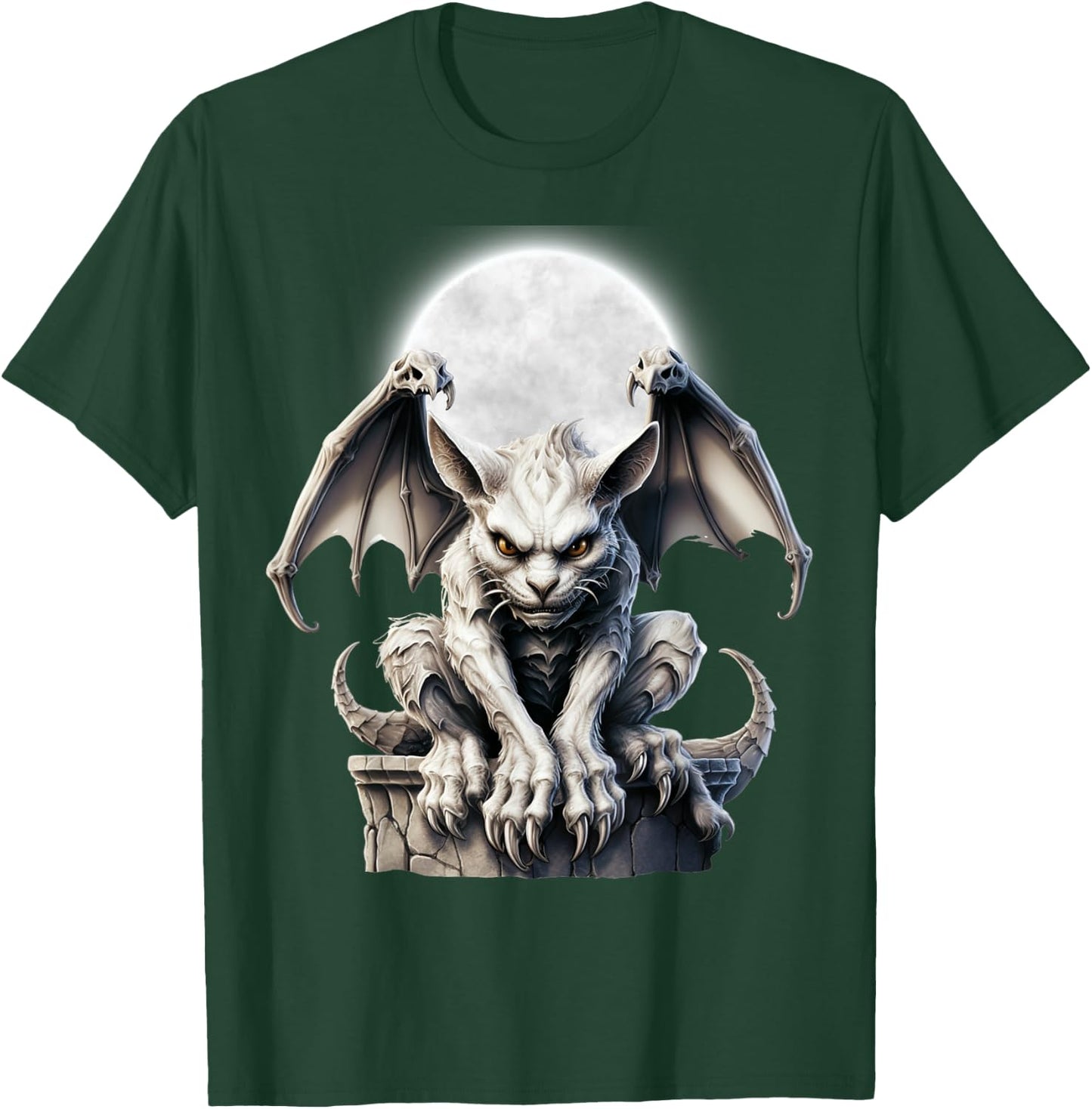 Halloween Gothic Winged Gargoyle Goth Fantasy Moon T-Shirt - T-Shirt | Forest