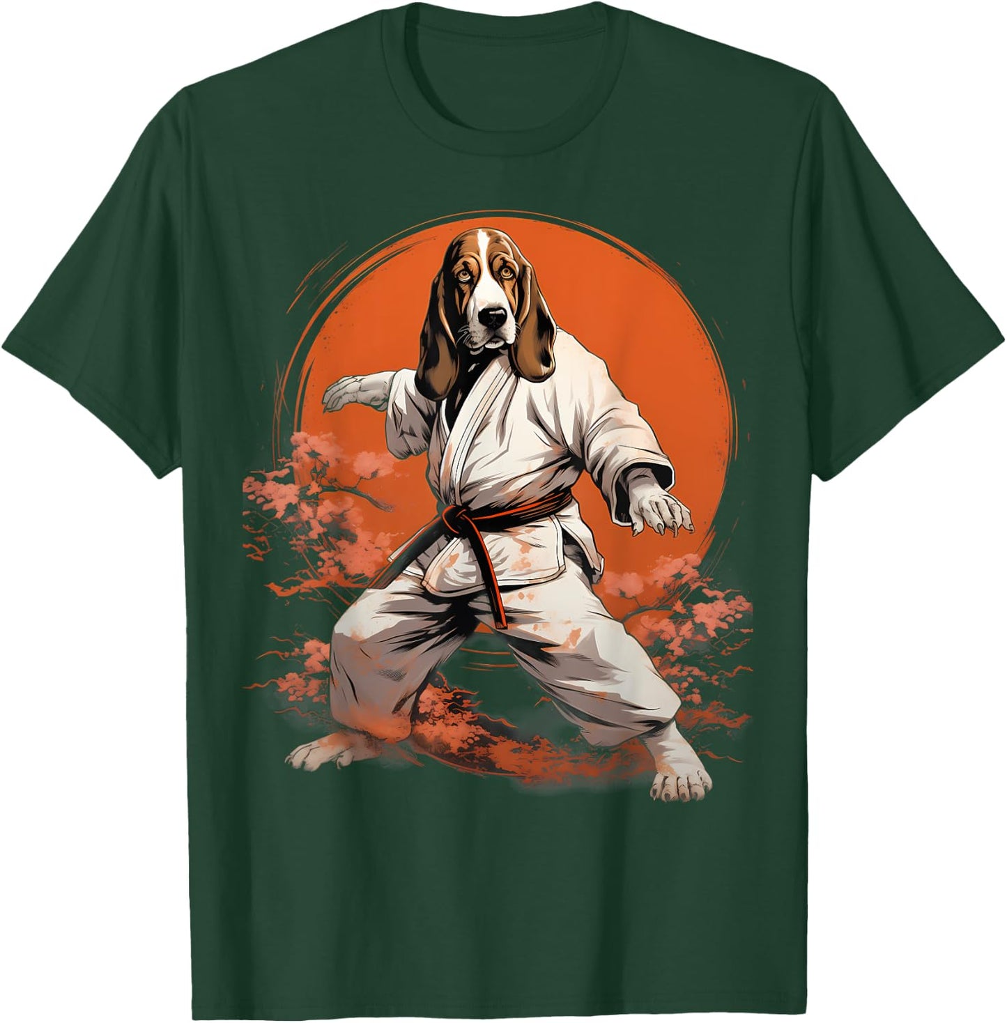 MMA Basset Hound Dog Karate T-Shirt - T-Shirt | Forest