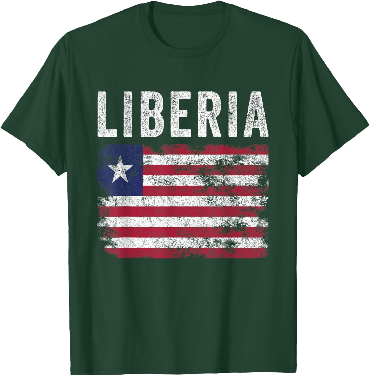 Liberia Flag Distressed - Men Women Kids - Liberian Flag T-Shirt - T-Shirt | Forest