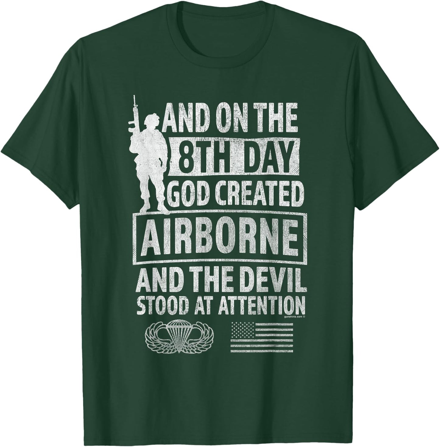 Airborne - 8th Day God Created Airborne, Devil Stood at ... T-Shirt - T-Shirt | Forest