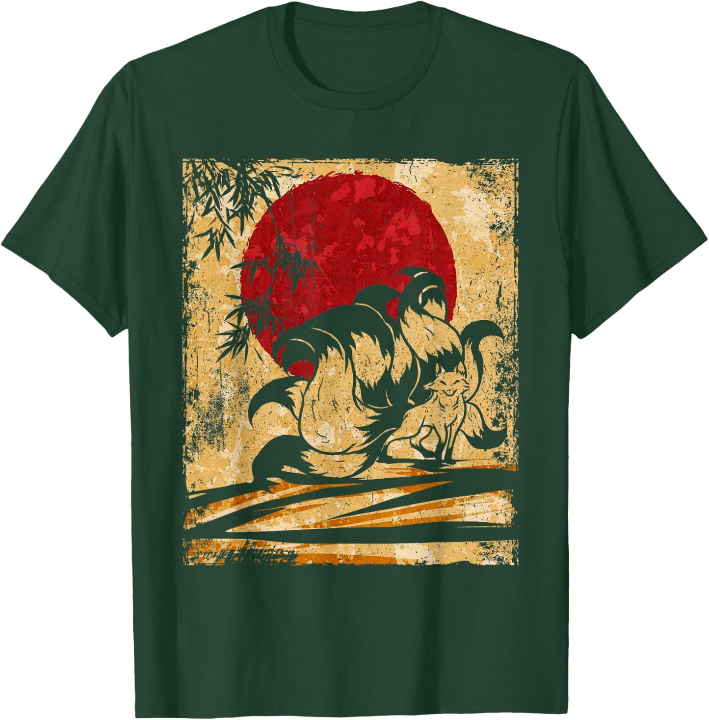Nine-tailed fox Japanese retro art T-Shirt - T-Shirt | Forest