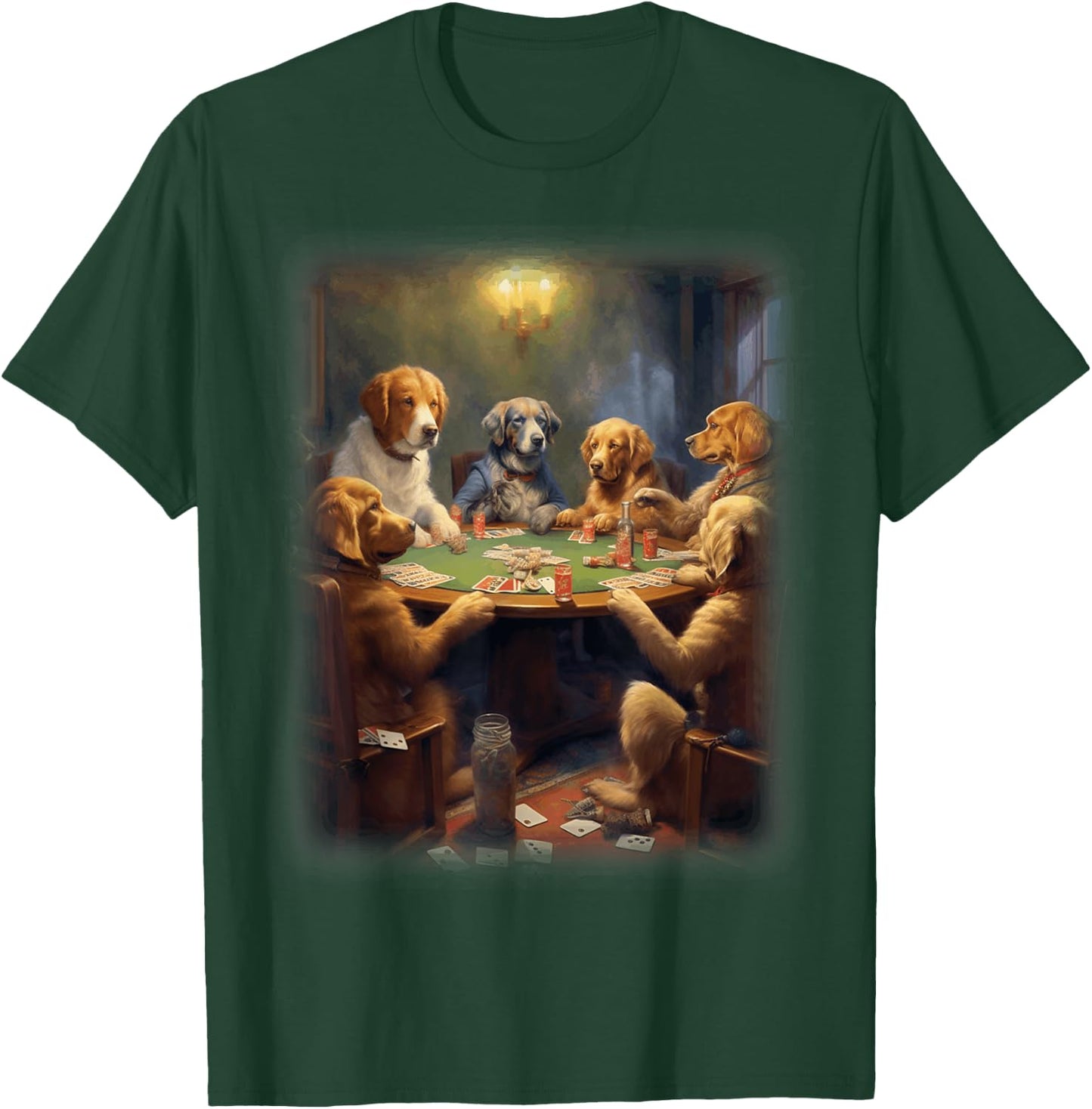 Dogs Playing Poker | A Friend in Need | Funny Dog Lover Art Women T-Shirt - T-Shirt | Forest