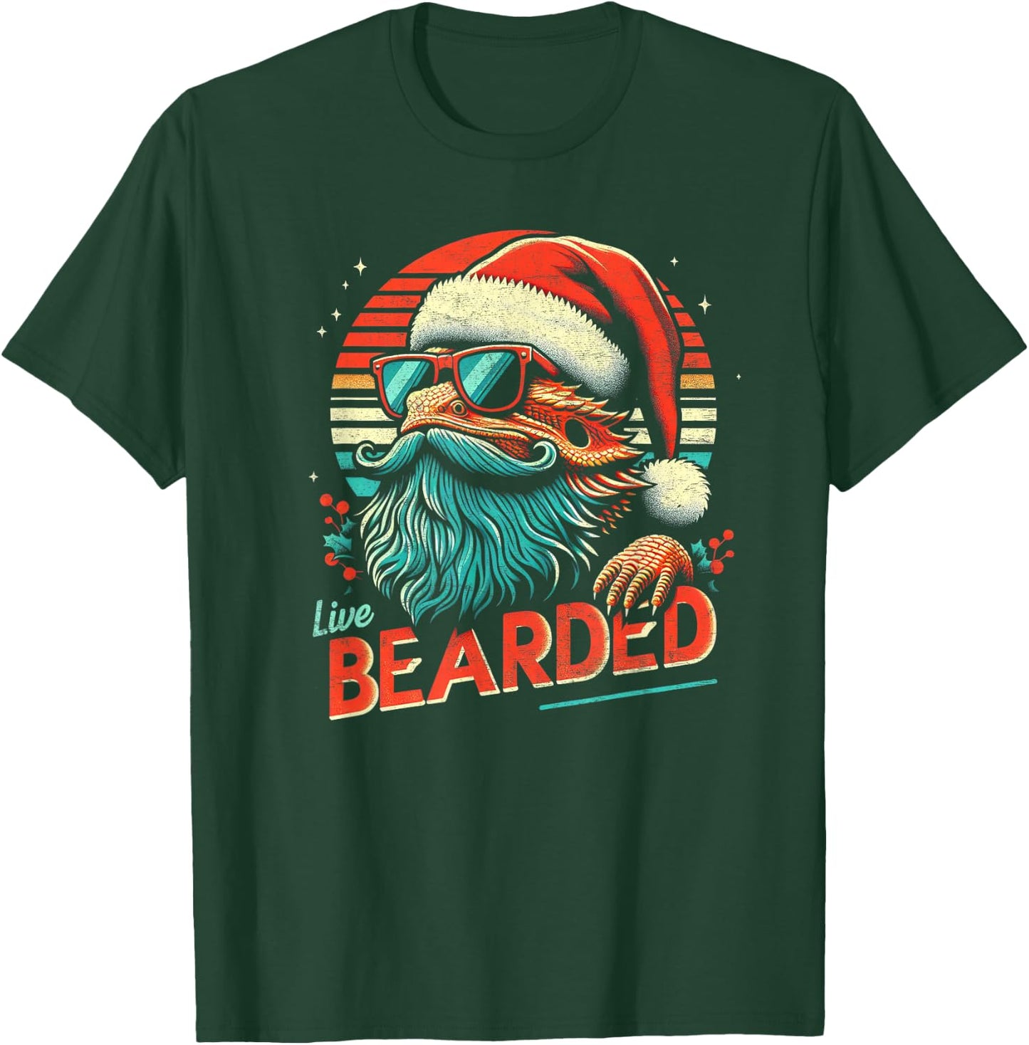 Bearded Dragon Sunglasses Live Bearded Funny Christmas T-Shirt - T-Shirt | Forest