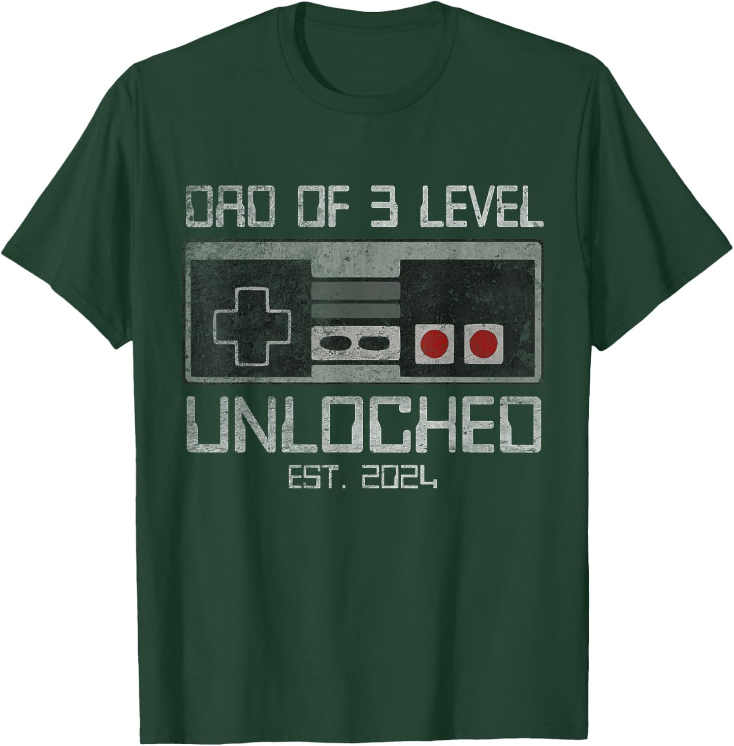 Leveled Up To Dad of 3 3rd Third Time Dad Father Of 3 Kids T-Shirt - T-Shirt | Forest