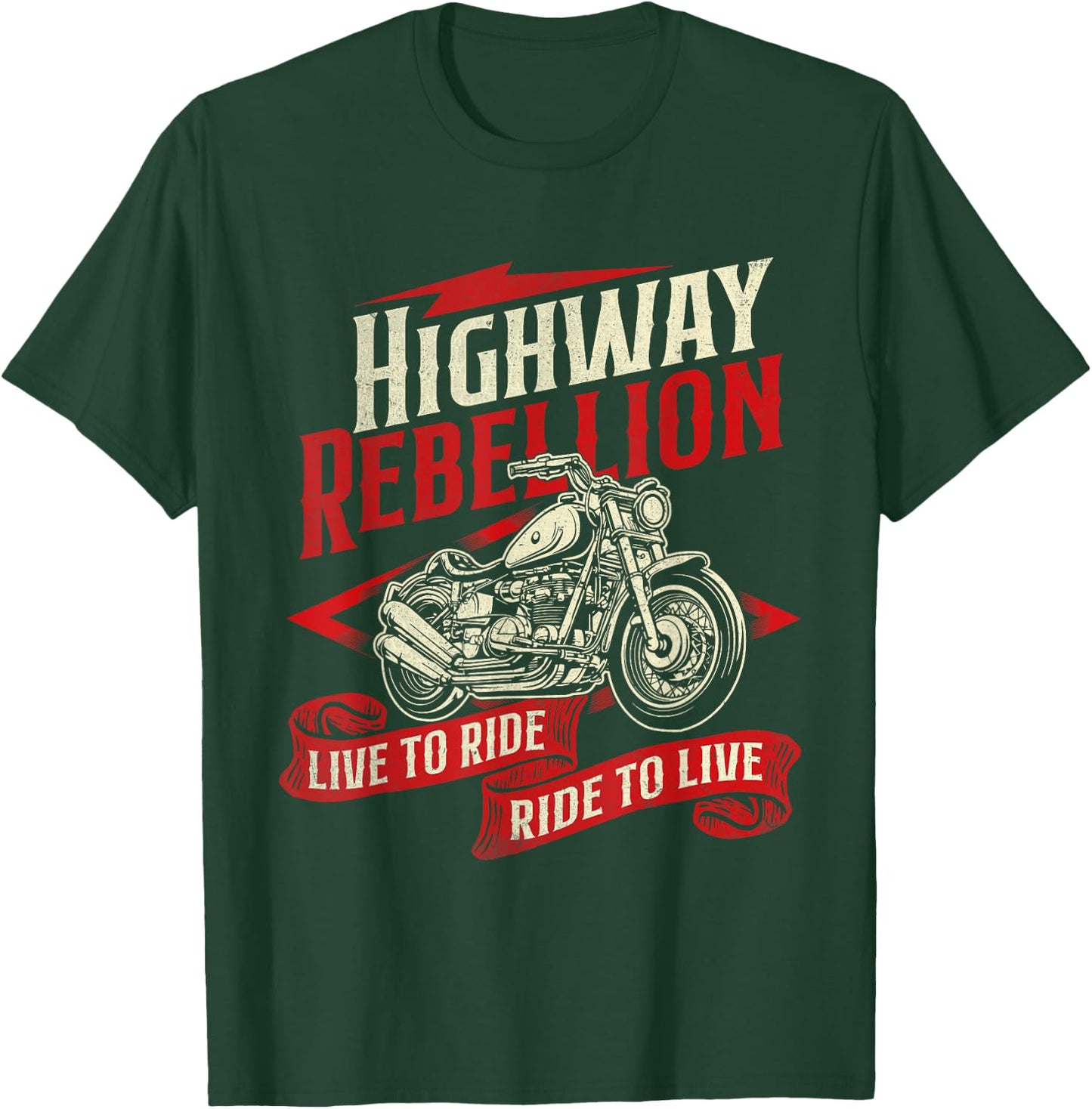 Highway Rebellion - Racing Motorcycling Rider Biker Riding T-Shirt - T-Shirt | Forest