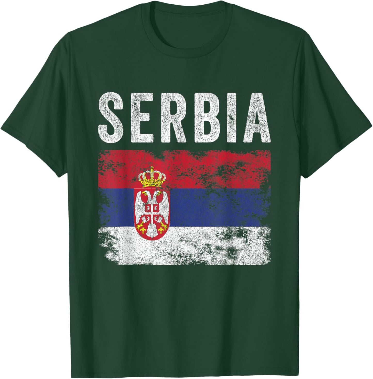 Serbia Flag Distressed - Men Women Kids - Serbian Flag T-Shirt - T-Shirt | Forest