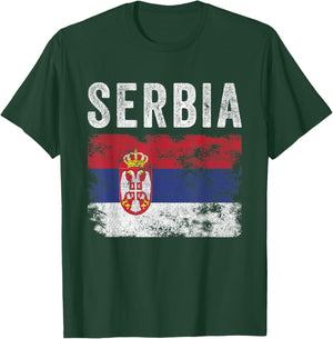 Serbia Flag Distressed - Men Women Kids - Serbian Flag T-Shirt - T-Shirt | Forest