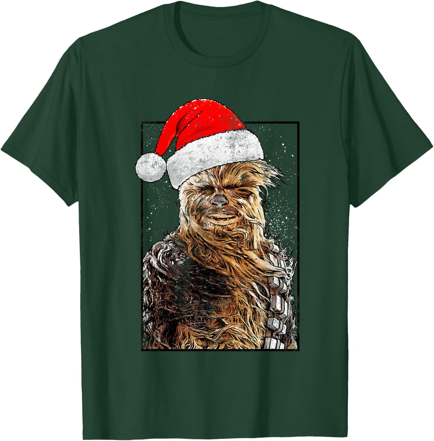 Star Wars Christmas Santa Chewbacca Windswept Movie Panel T-Shirt - T-Shirt | Forest
