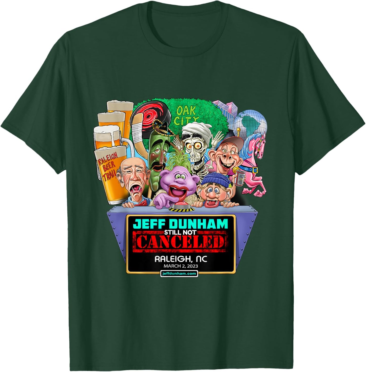 Jeff Dunham Raleigh, NC (2023) T-Shirt - T-Shirt | Forest