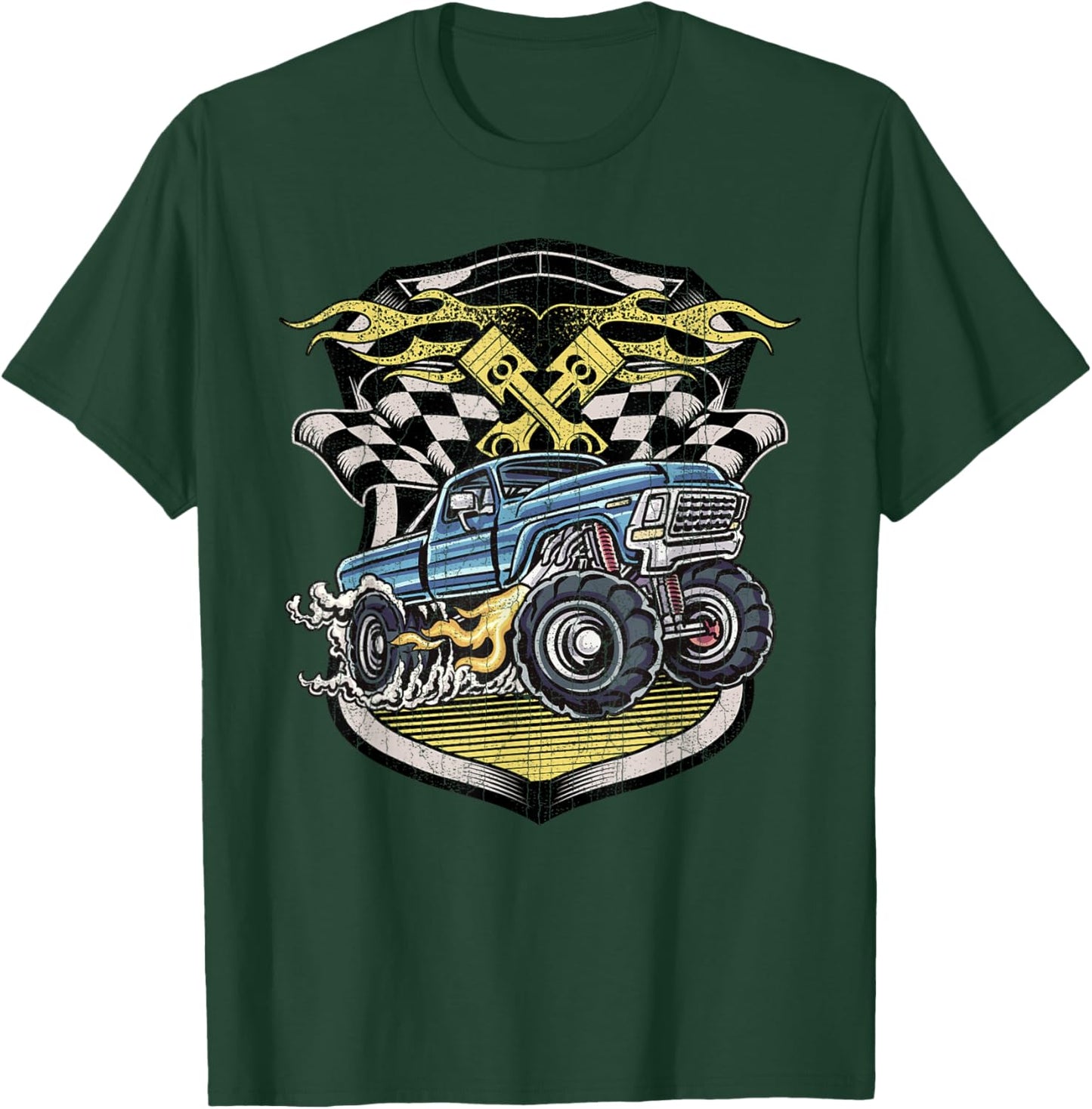 Monster Truck Shirt Retro Distressed Vintage Monster Truck T-Shirt - T-Shirt | Forest