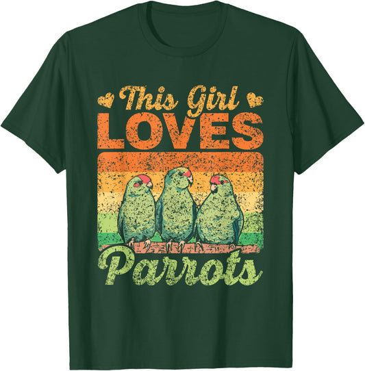 This Girl Loves Parrots Cute Pet Animal Parrot T-Shirt - T-Shirt | Forest