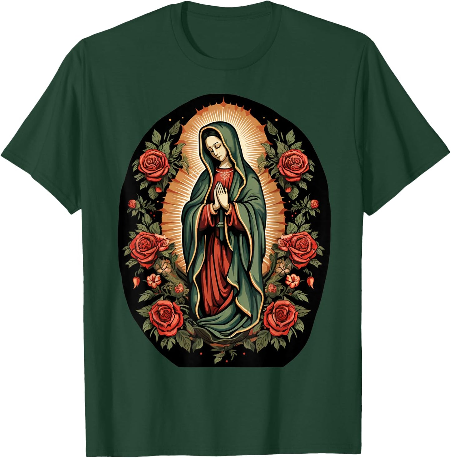 Our Lady of Guadalupe Sant Mary For Christians, Catholics T-Shirt - T-Shirt | Forest