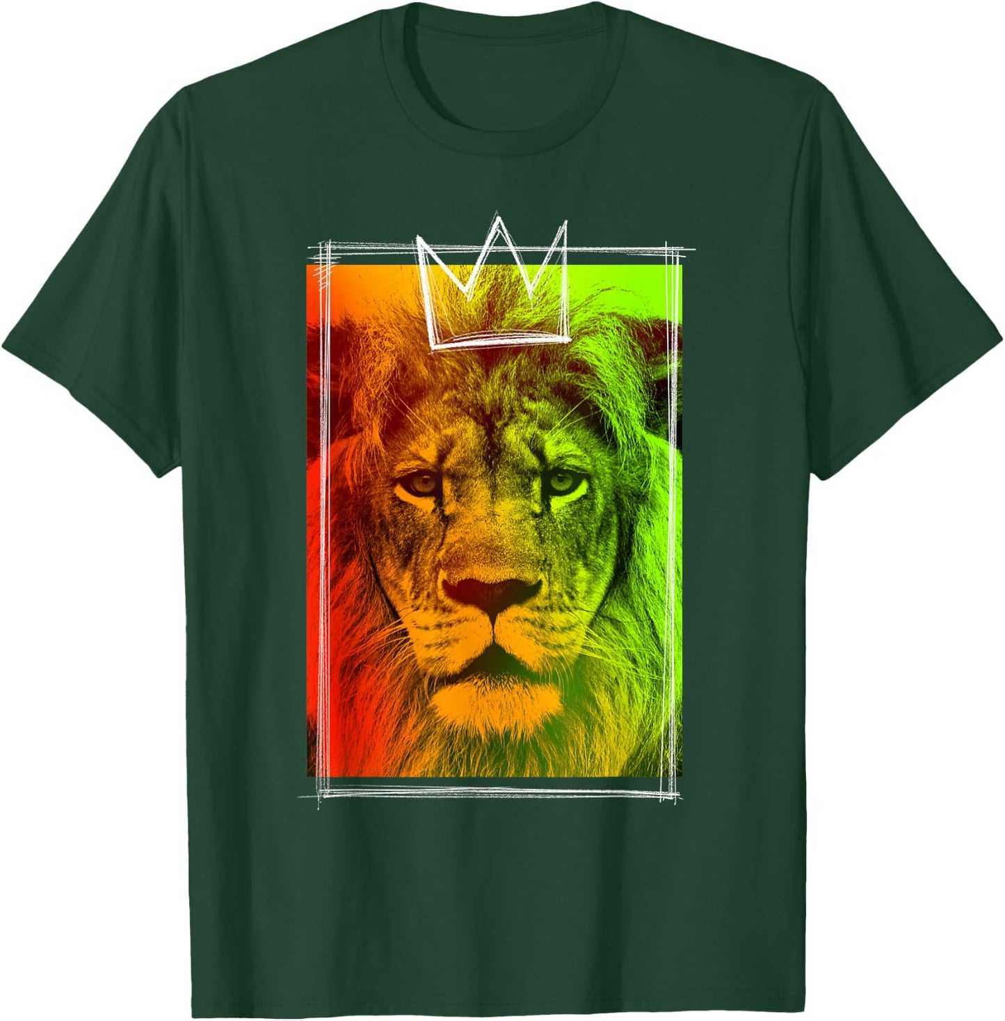 Trendy King Lion Neon Crown Poster T-Shirt - T-Shirt | Forest