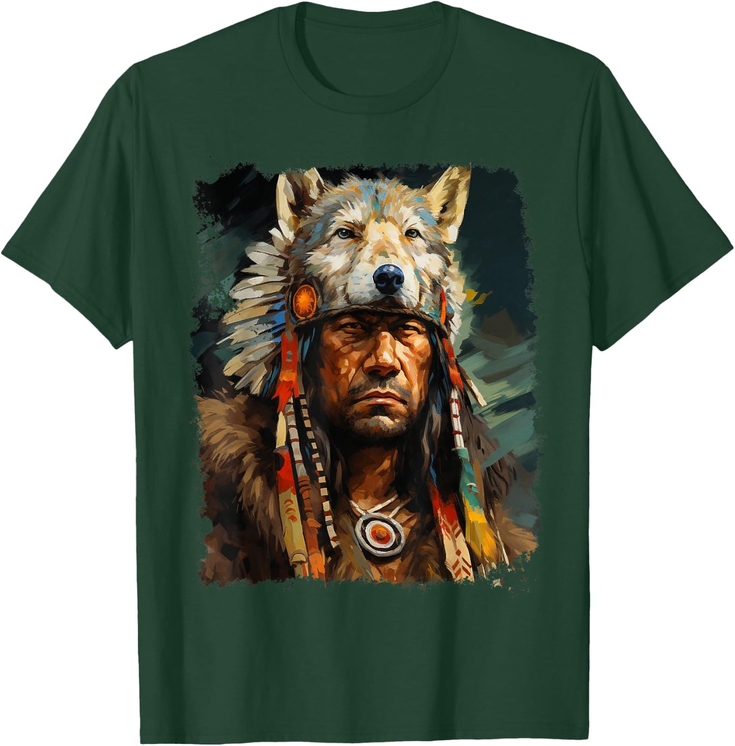 Wolf Native American T-Shirt - T-Shirt | Forest
