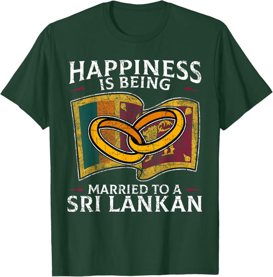 Sri Lankan Wedding Sri Lanka Heritage Roots Flag Married T-Shirt - T-Shirt | Forest
