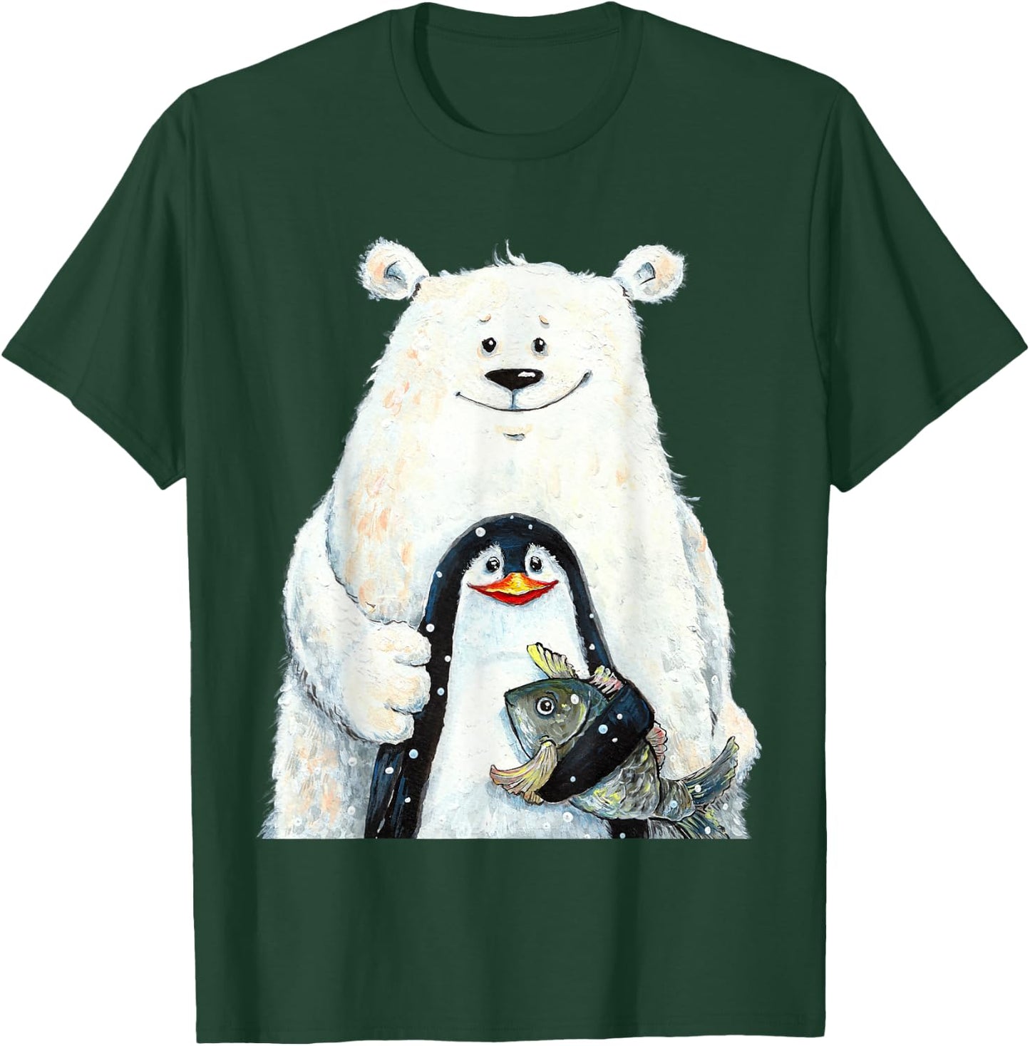 cute Polar bear and penguin bird fish lovers animal friends T-Shirt - T-Shirt | Forest