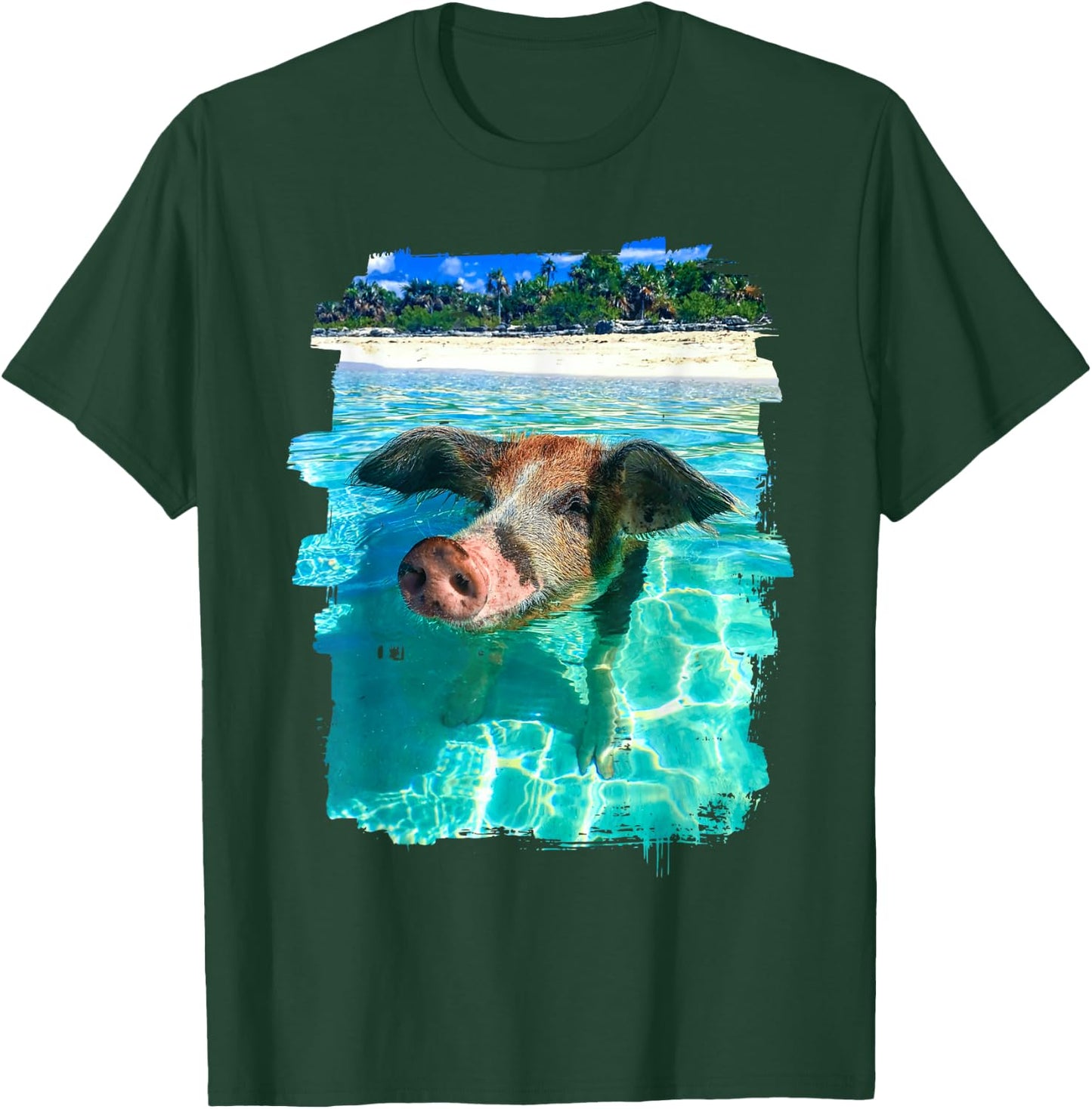 The Bahamas Swimming Pig Caribbean Beach Trips Summer Vibes T-Shirt - T-Shirt | Forest