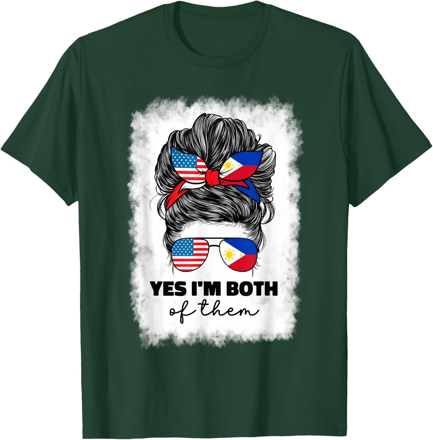 Half Filipino And American America Philippines Usa Flag Girl T-Shirt - T-Shirt | Forest
