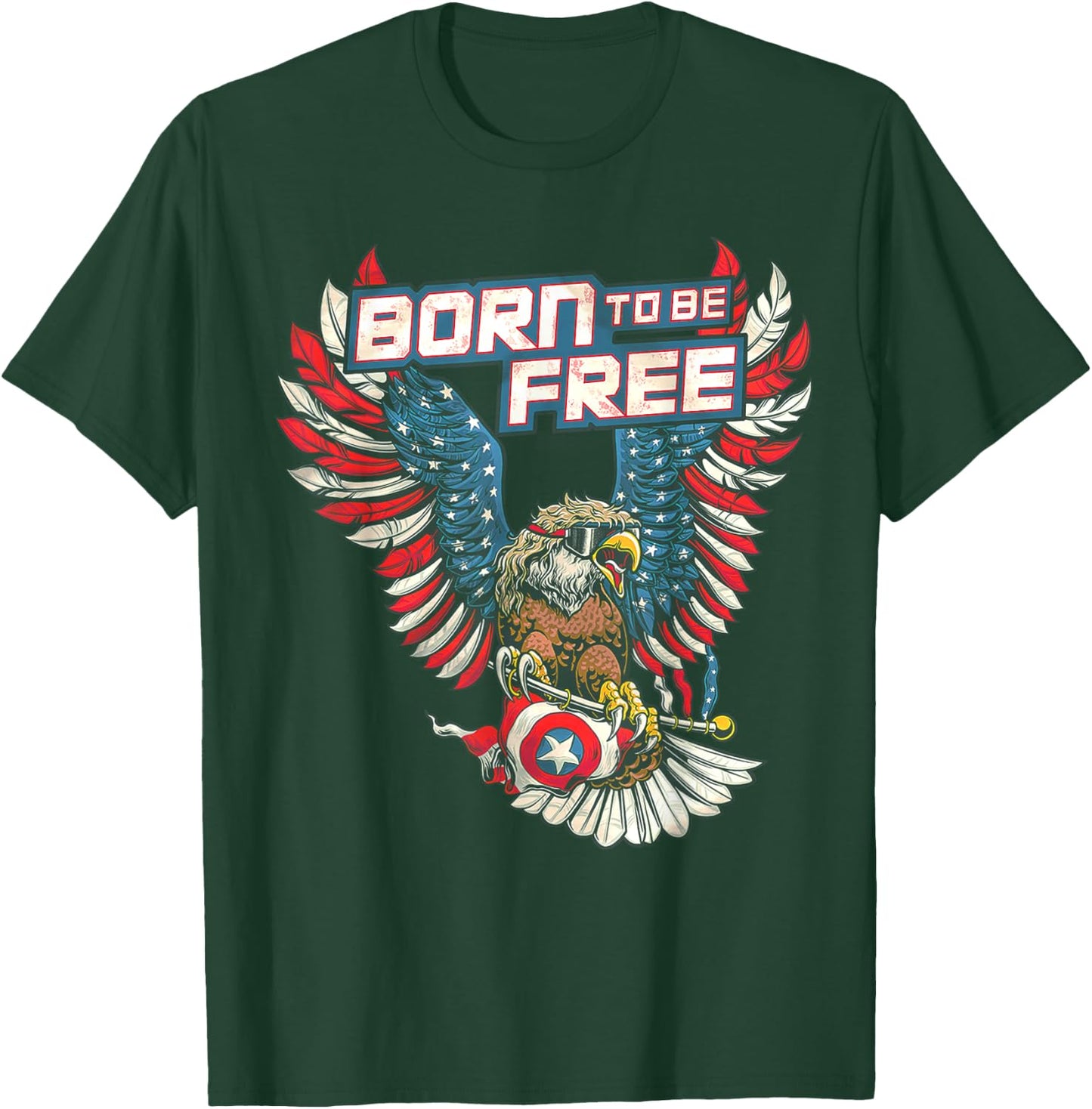 Born To Be Free Eagle America Flag T-Shirt - T-Shirt | Forest