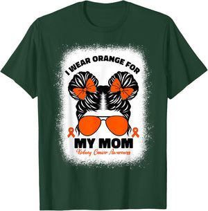 I Wear Orange For My Mom Kidney Cancer Awareness For Kids T-Shirt - T-Shirt | Forest