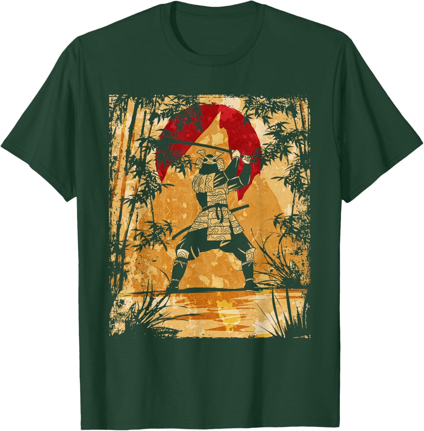 Samurai Japanese Art Vintage Fighter Retro T-Shirt - T-Shirt | Forest