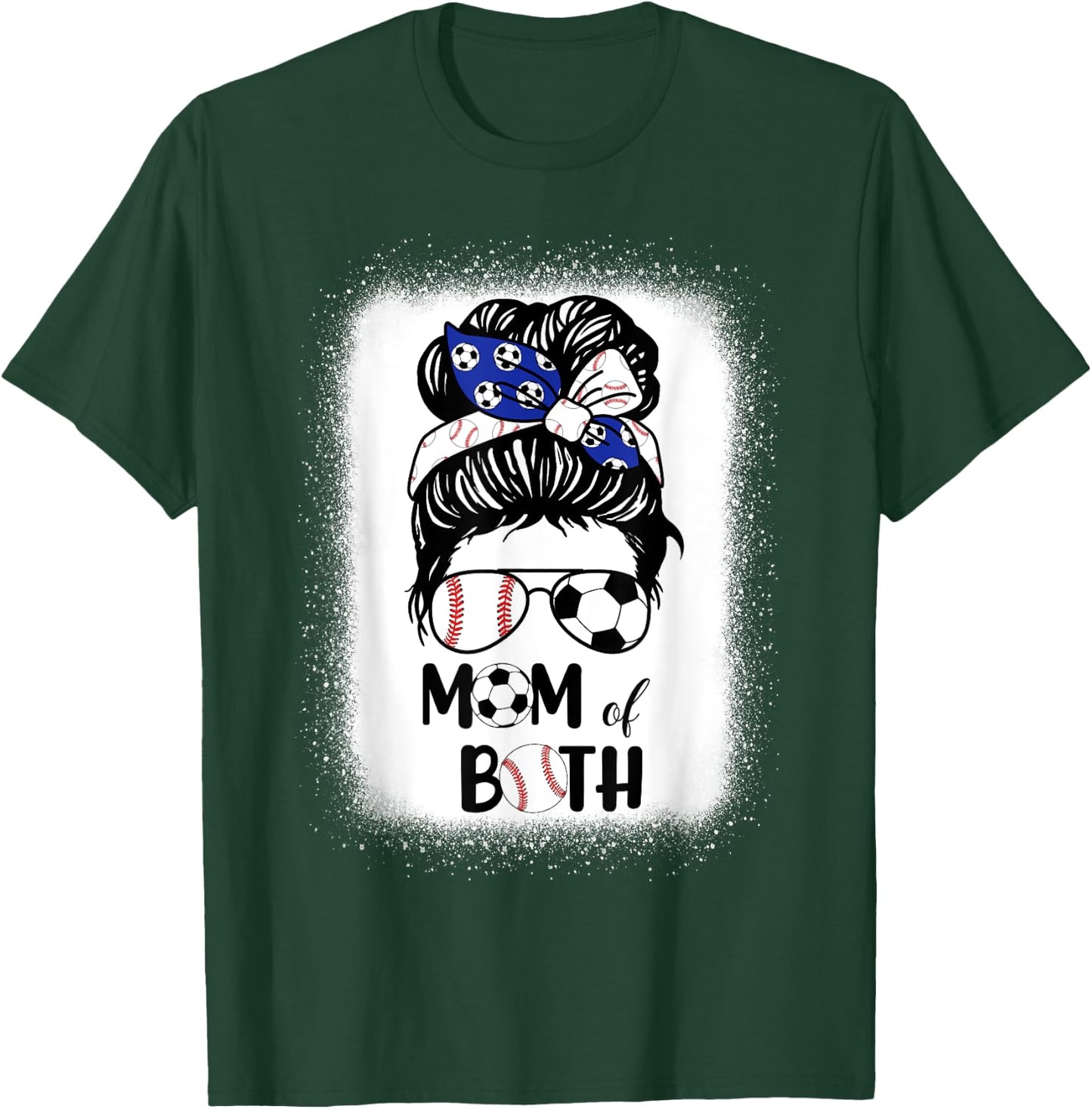 Messy Bun Soccer Mom Baseball Mom Of Both Mothers Day T-Shirt - T-Shirt | Forest