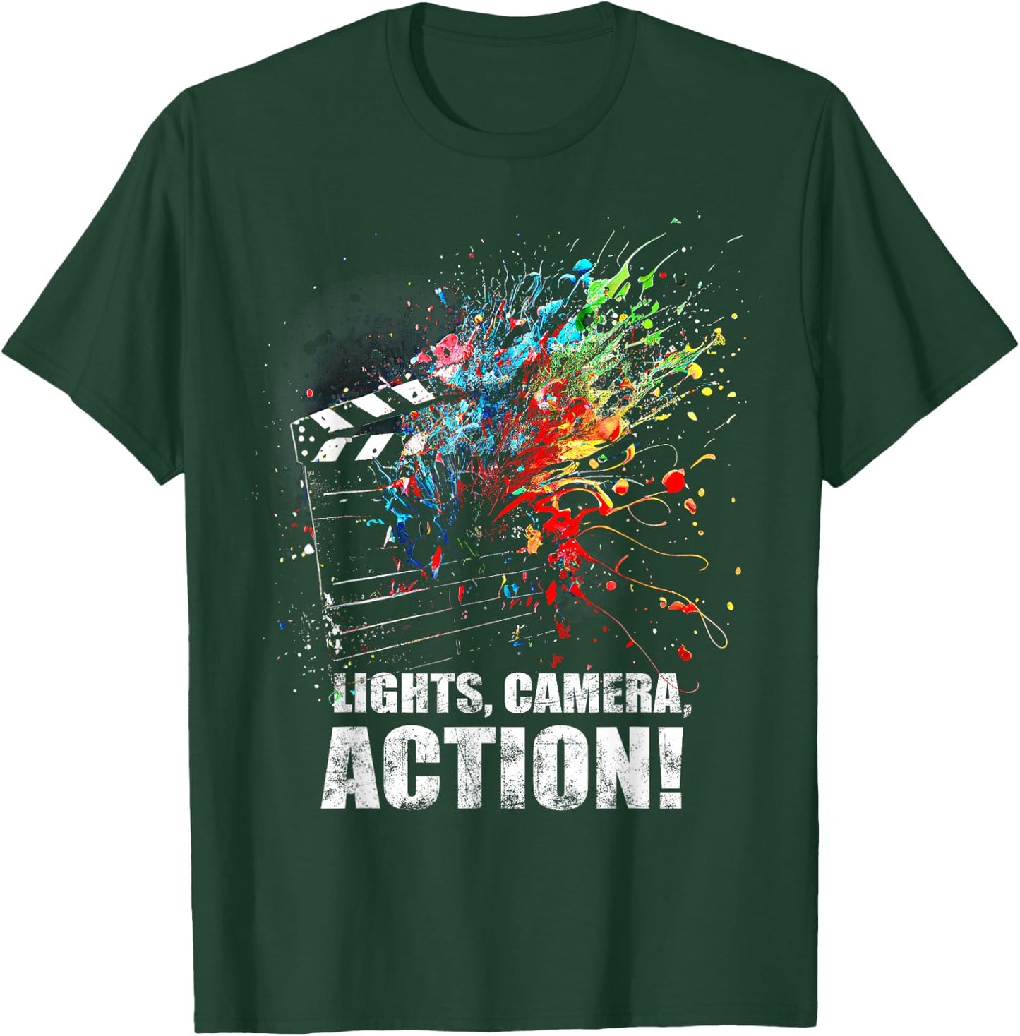 Lights Camera Action Movie Director Movie Clapper Board T-Shirt - T-Shirt | Forest