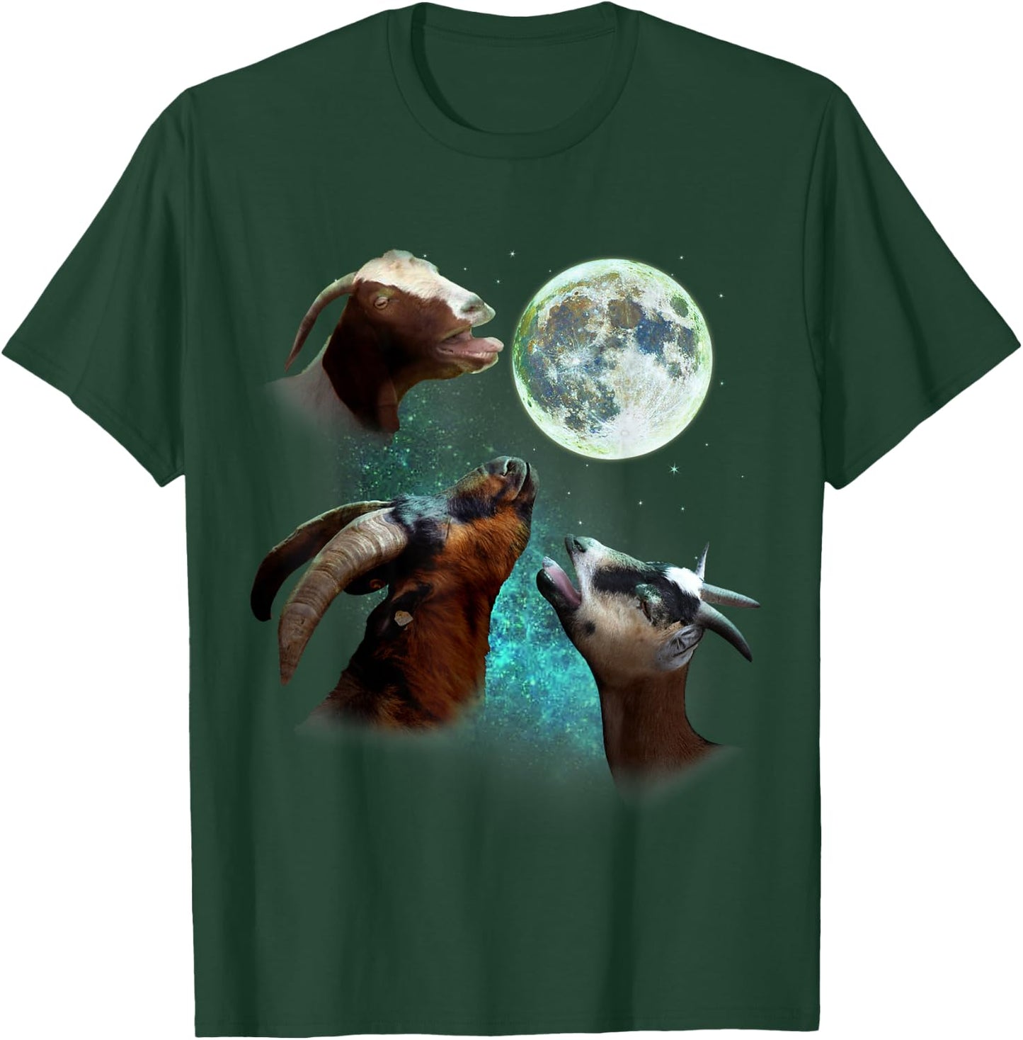 Three Goats Howl At Moon 3 Wolfs Wolves Funny Parody T-Shirt - T-Shirt | Forest
