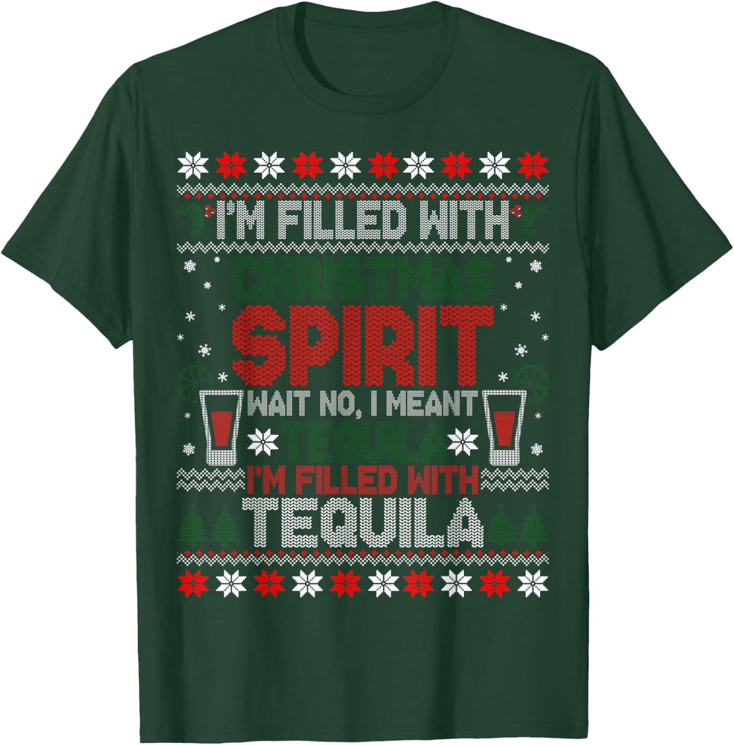 Funny Tequila Ugly Christmas Sweater Gifts Women T-Shirt - T-Shirt | Forest