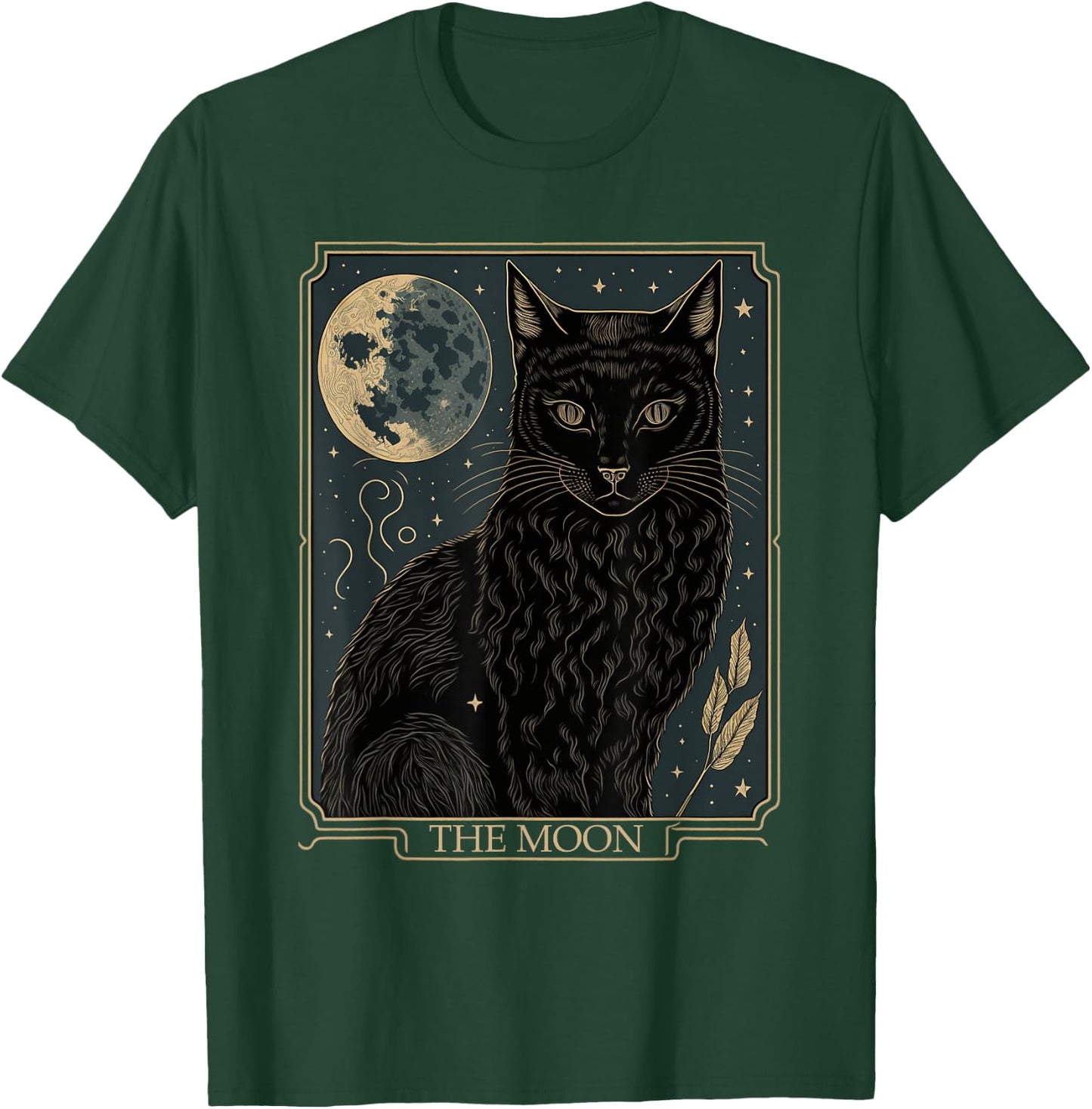 Tarot Card Crescent Moon And Cat Graphic T-Shirt - T-Shirt | Forest