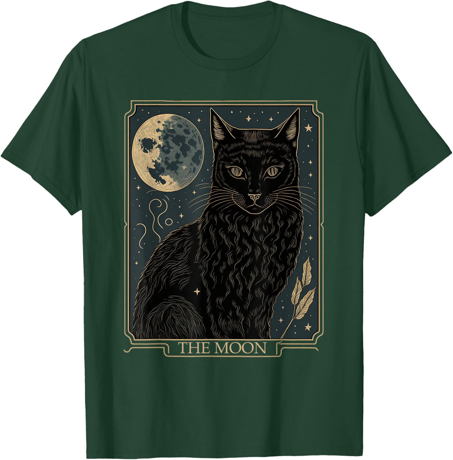Tarot Card Crescent Moon And Cat Graphic T-Shirt - T-Shirt | Forest