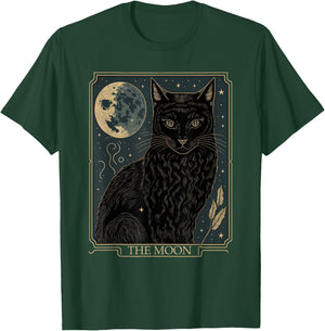 Tarot Card Crescent Moon And Cat Graphic T-Shirt - T-Shirt | Forest