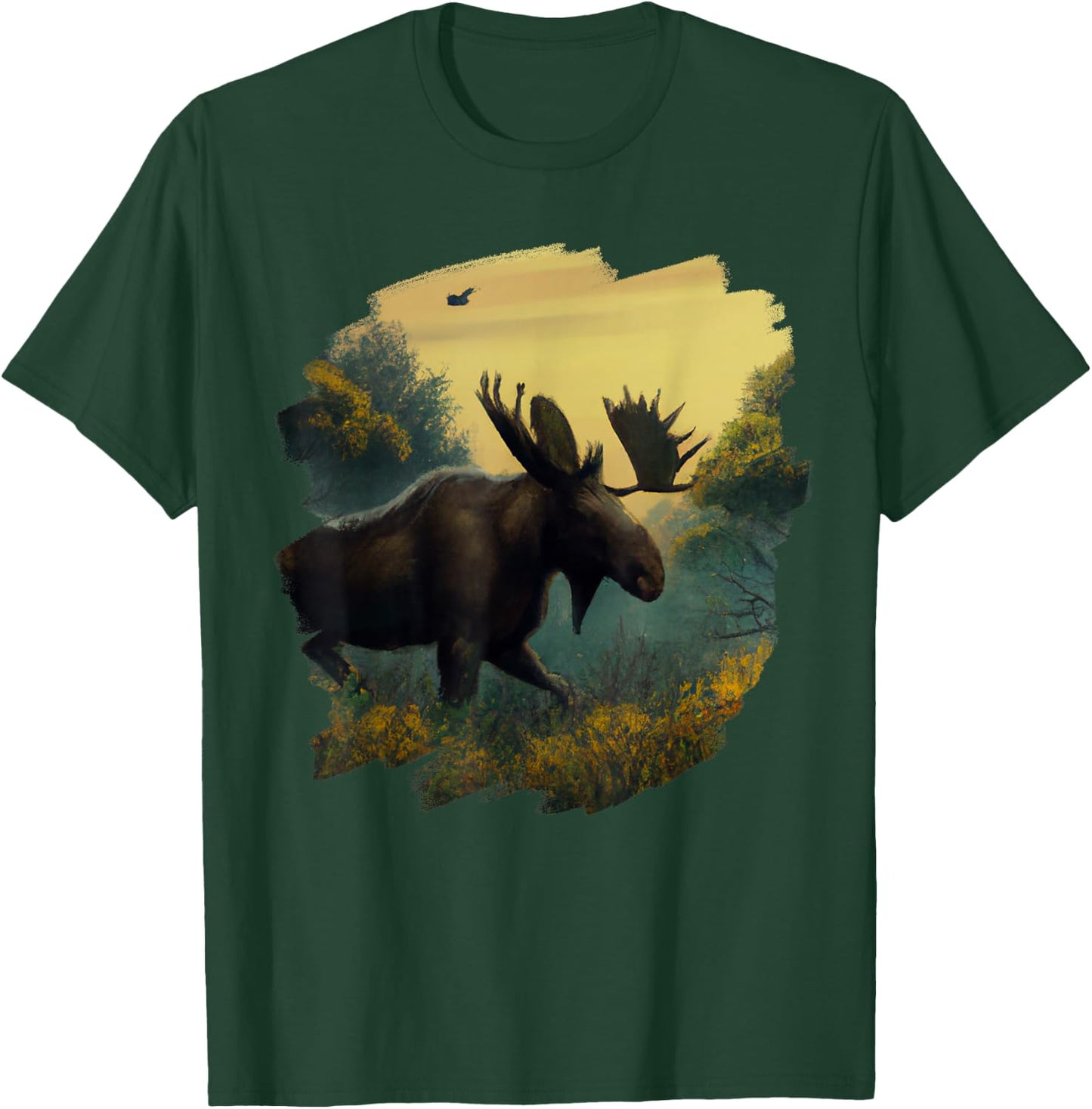 Moose Retro Vintage Animal Moose Nature Wildlife Art T-Shirt - T-Shirt | Forest