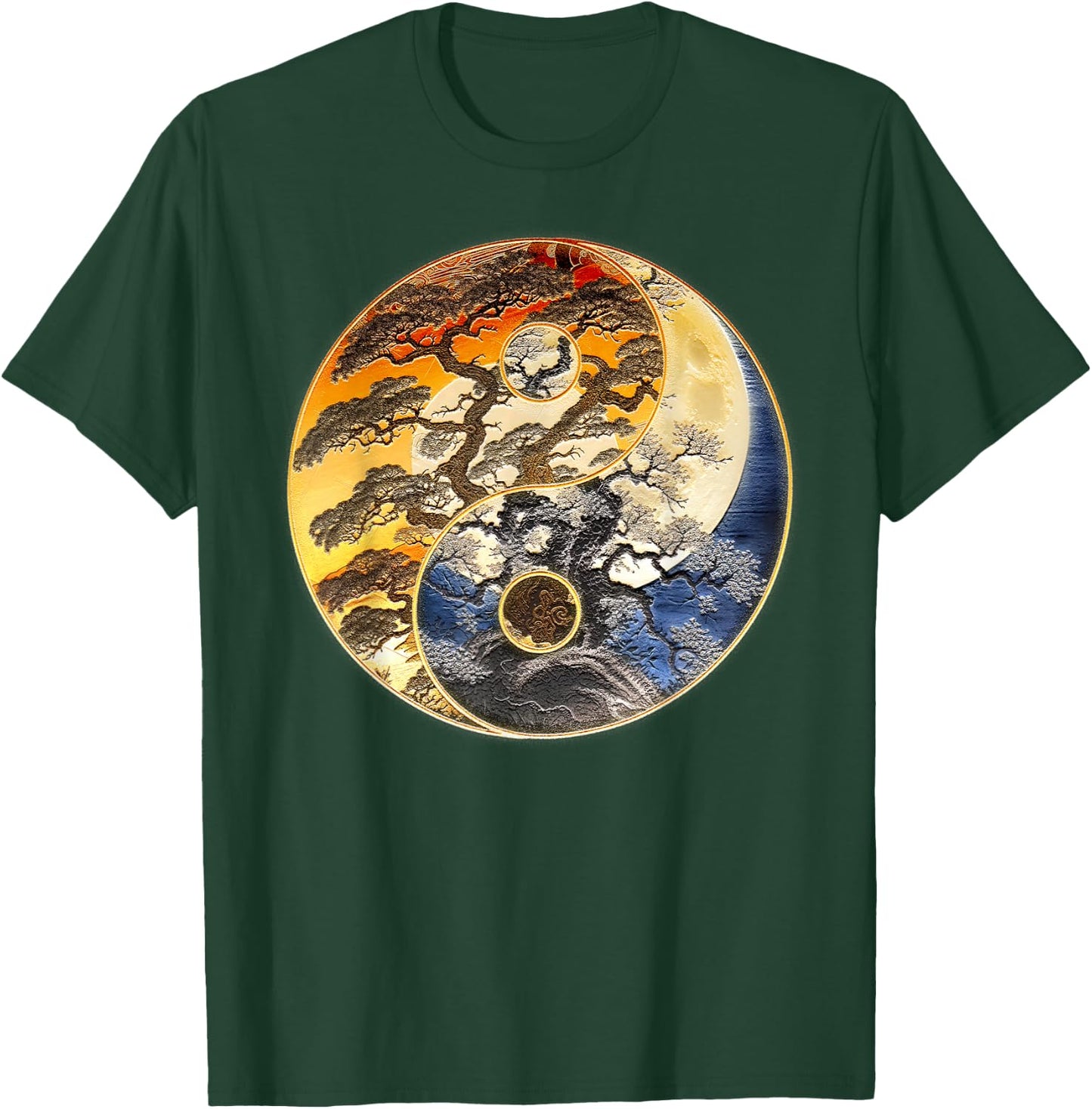 Yin Yang Tree of Life Moon Sun Duality T-Shirt - T-Shirt | Forest
