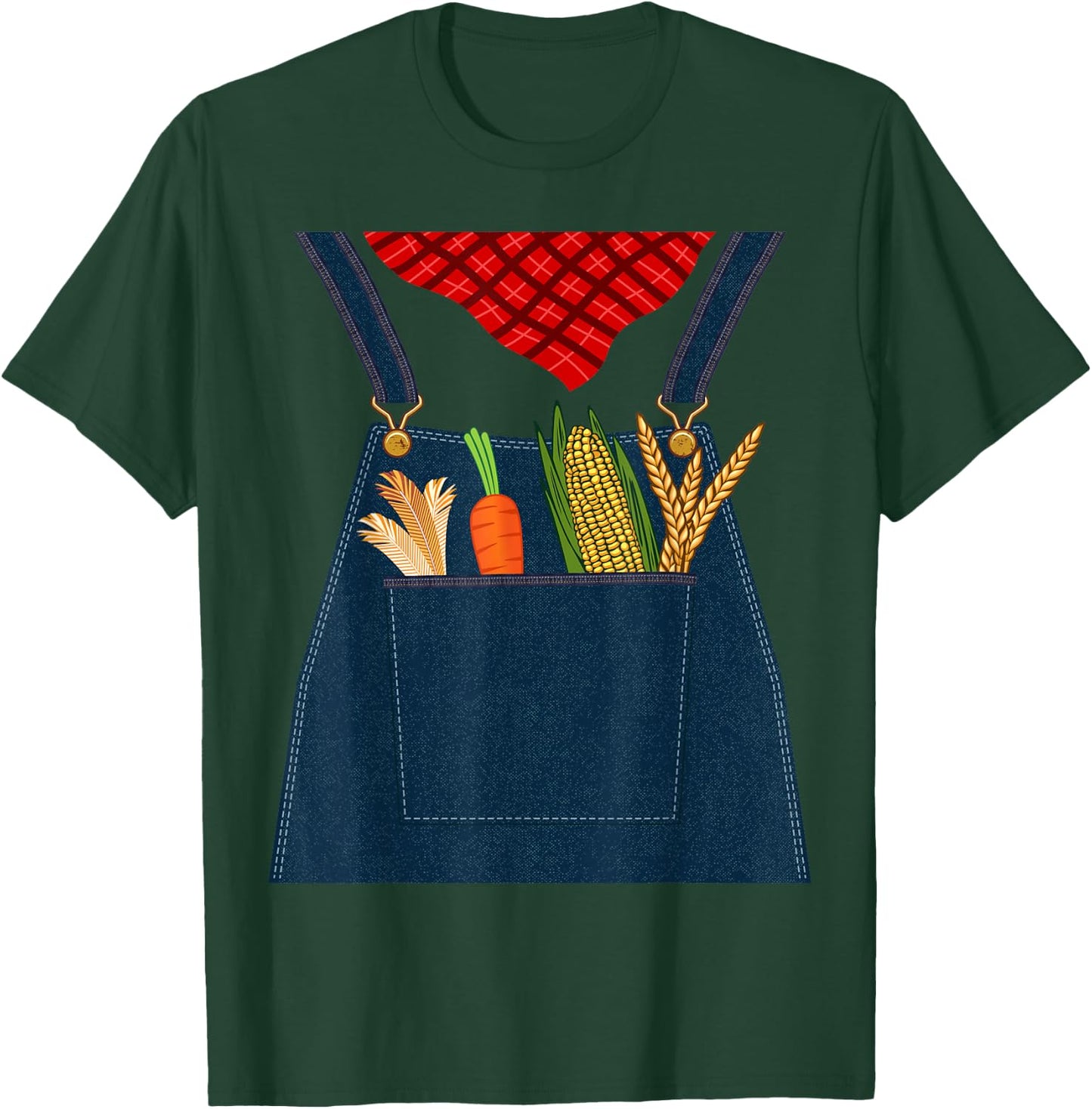 Easy Halloween Outfit Women Kids Farmer Costume T-Shirt - T-Shirt | Forest