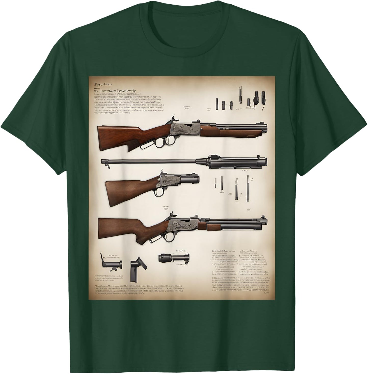 Henry Lever Action Rifle Blueprint Detail T-Shirt - T-Shirt | Forest