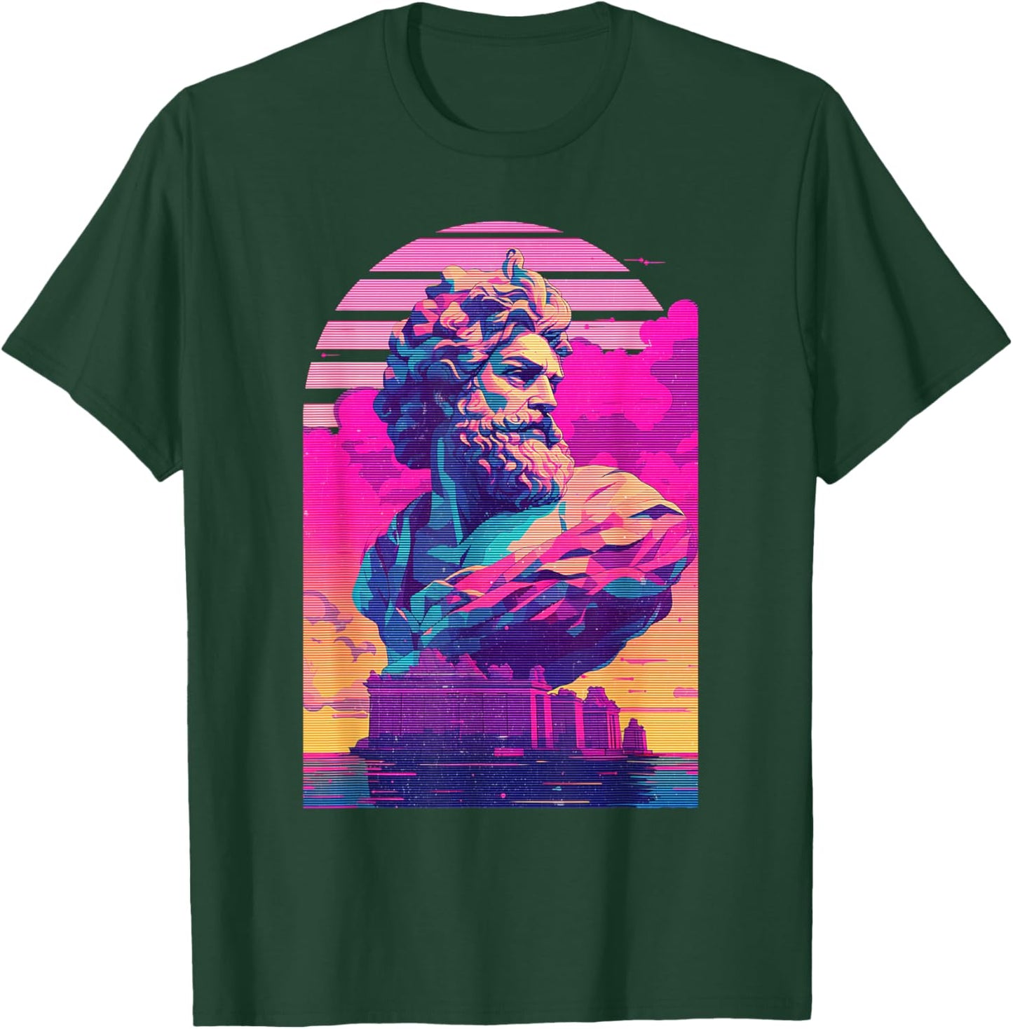 Zeus Jupiter Vaporwave Aesthetic Greek God Retrowave Graphic T-Shirt - T-Shirt | Forest