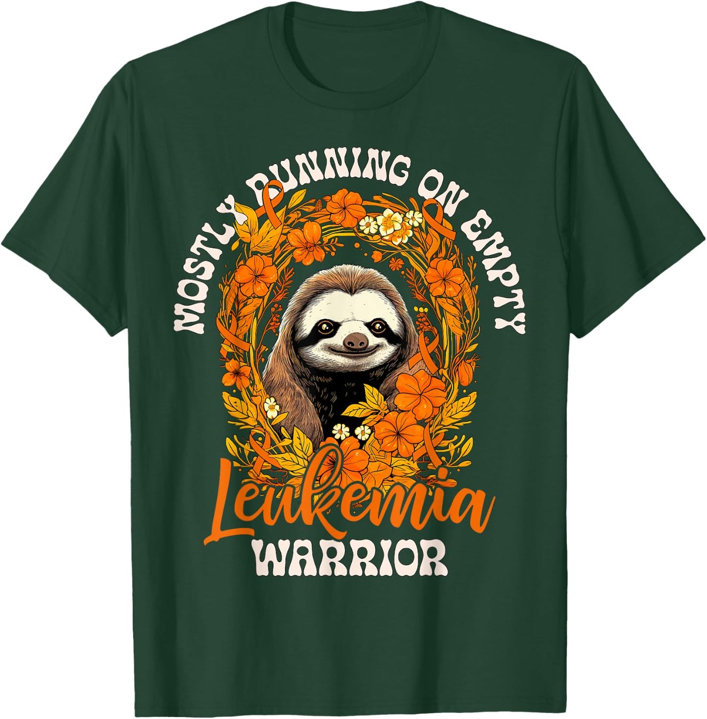 Funny Empty Sloth Leukemia Cancer Warrior Fights Leukemia Ca T-Shirt - T-Shirt | Forest