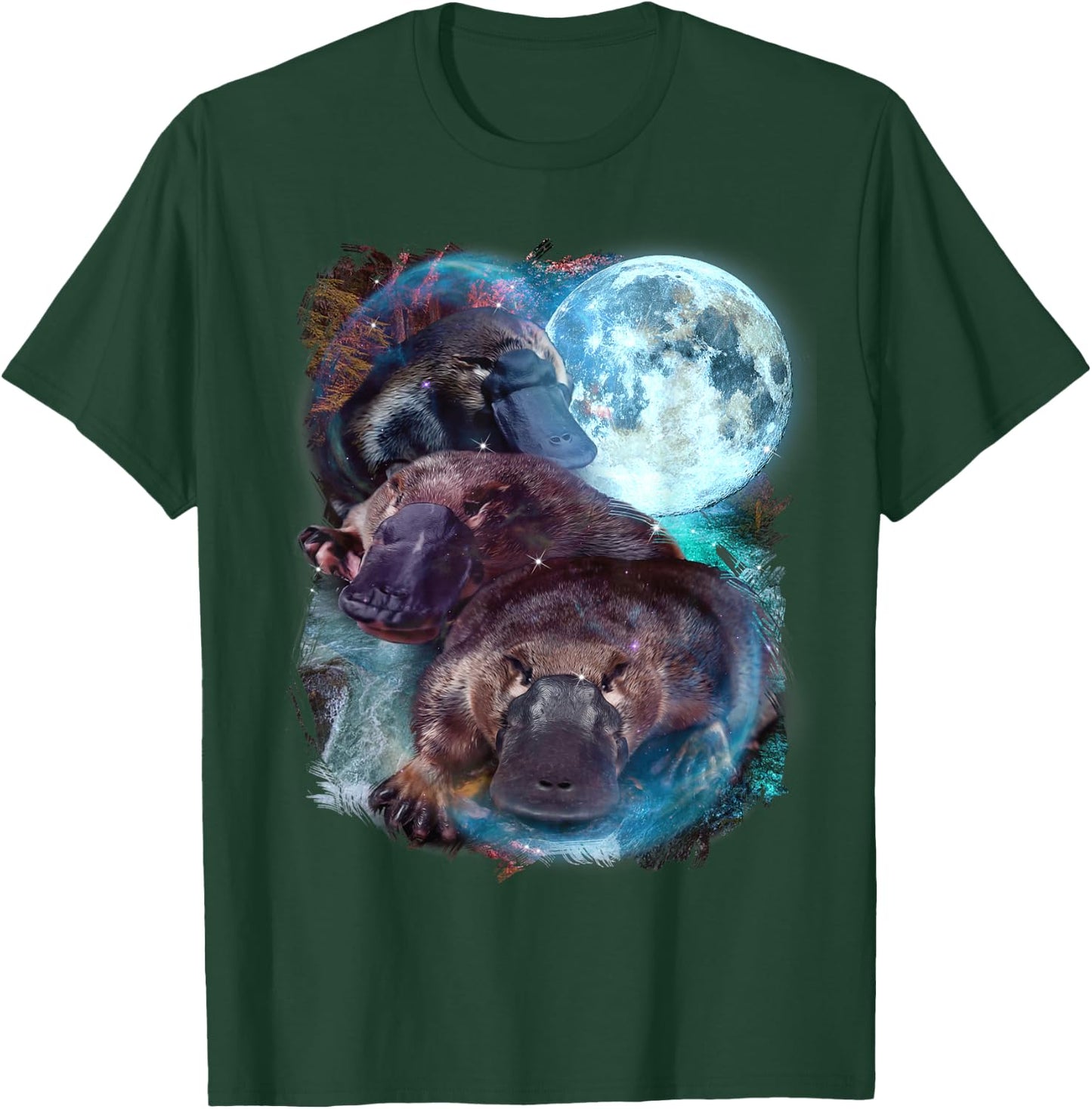 3 Moon Platypus Duckbill Mammal Graphic Animal Lover Novelty T-Shirt - T-Shirt | Forest