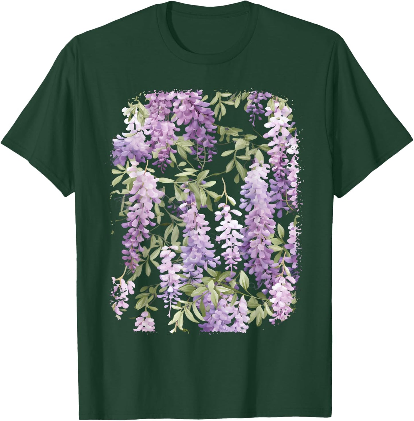 Wisteria Flower Bouquet Plant Lover Floral Pattern Design T-Shirt - T-Shirt | Forest