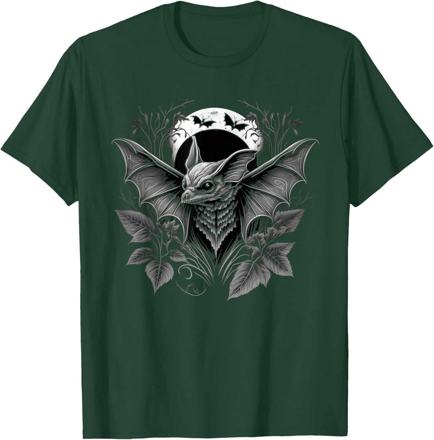 Dark Full Moon Gothic Bat T-Shirt - T-Shirt | Forest