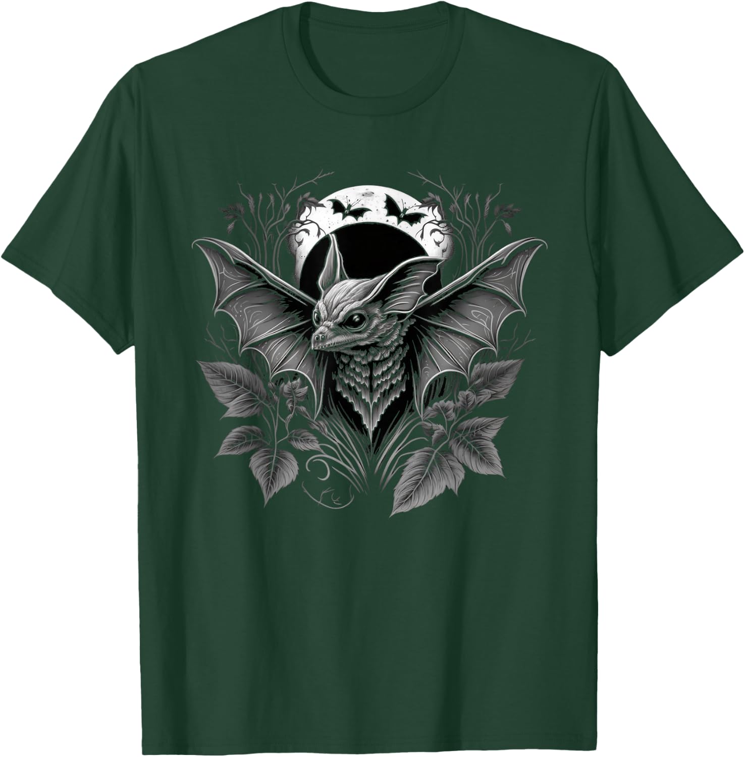 Dark Full Moon Gothic Bat T-Shirt - T-Shirt | Forest