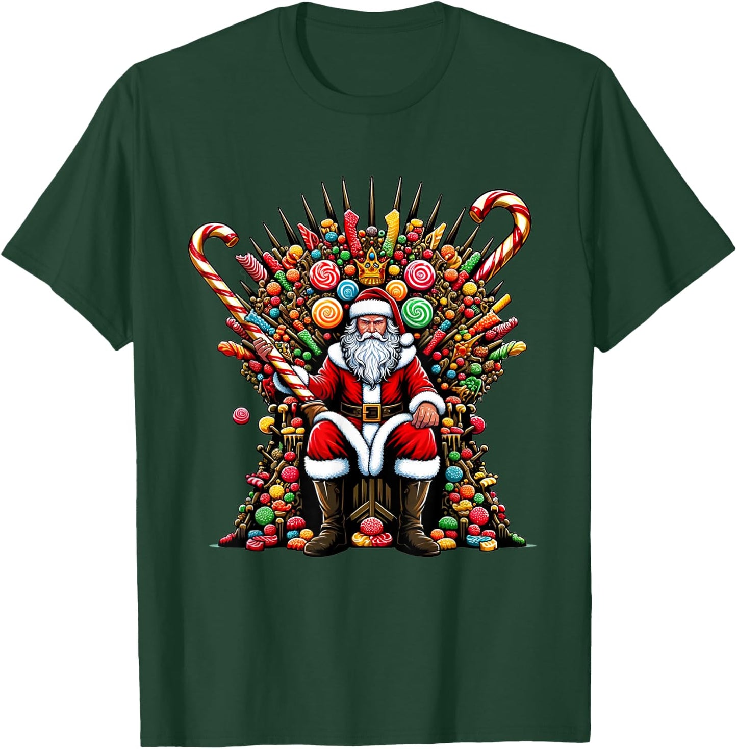 Candy Santa on a Festive Throne - Christmas Game Of Candy T-Shirt - T-Shirt | Forest