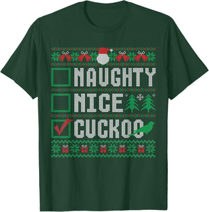 Naughty Nice Cuckoo Birds Animal Lovers Christmas List T-Shirt - T-Shirt | Forest