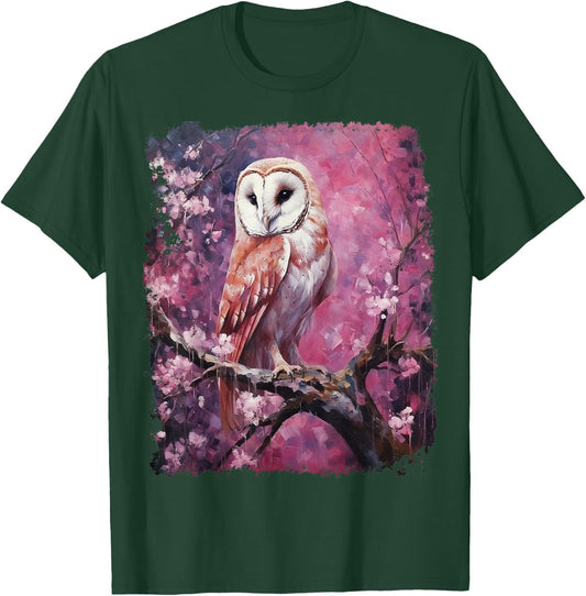 Pop Art Colorful Barn Owl Pink T-Shirt - T-Shirt | Forest