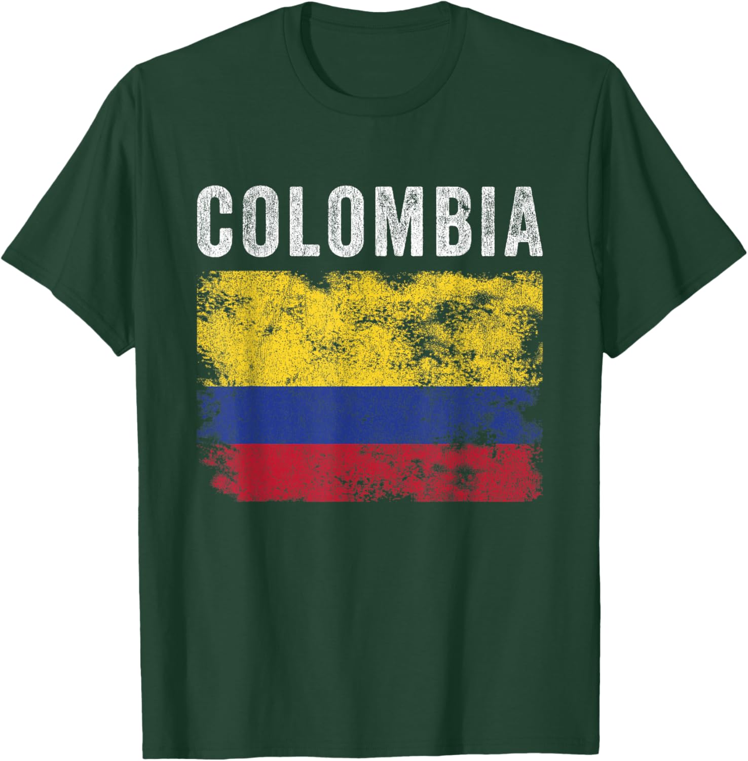 Colombia Flag Distressed - Men Women Kids - Colombian Flag T-Shirt - T-Shirt | Forest