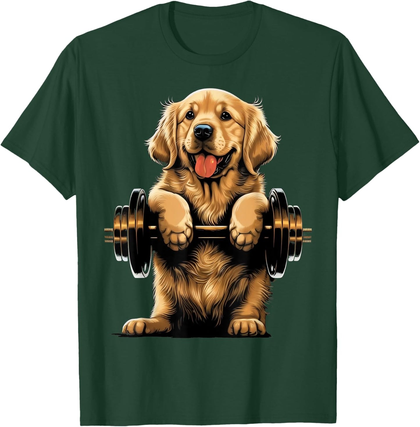 Goldie Weightlifting Dog Funny Fitness Gym Golden Retriever Men Women Kids T-Shirt - T-Shirt | Forest