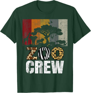 Retro Zoo Crew Safari Wildlife Family Zoo Day Trip Matching T-Shirt - T-Shirt | Forest