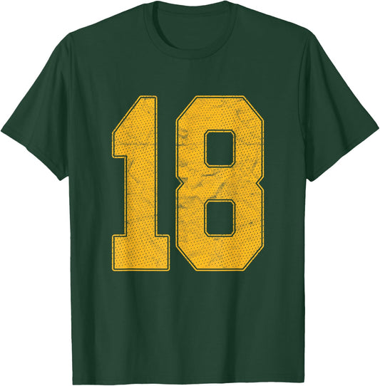 Number 18 Numbered Uniform Sports Team Jersey 18th Birthday T-Shirt - T-Shirt | Forest