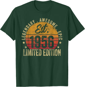 67th Birthday Vintage 67 Year Old Est 1956 Limited Edition T-Shirt - T-Shirt | Forest